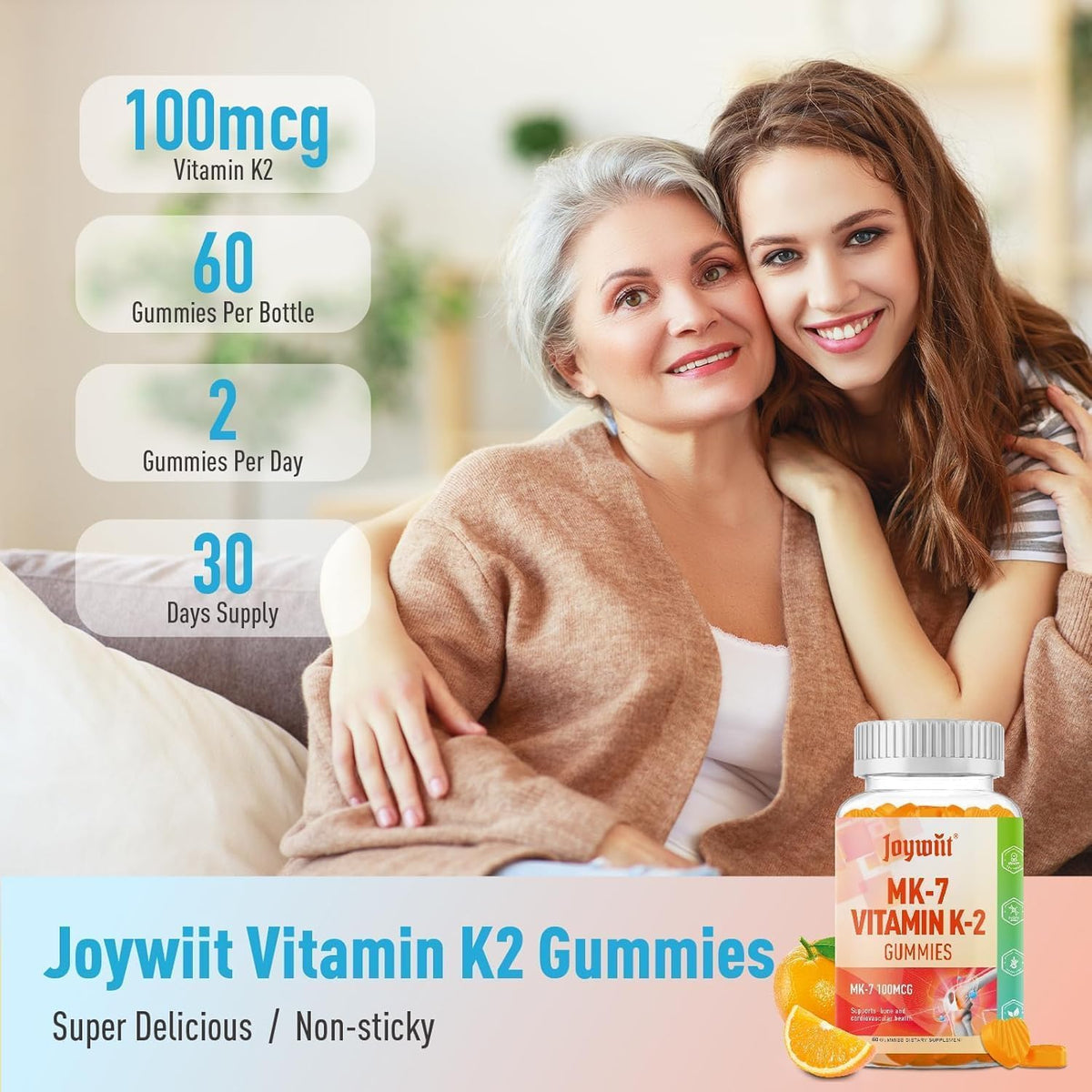 Gummies Joywiit K2 MK-7 en arrière-plan naturel