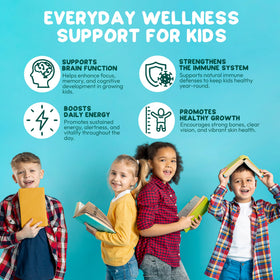 Gummies Juneno avec 14 nutriments essentiels sur une table