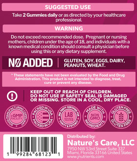 Gummies Just Nutrients à côté d'un verre d'eau