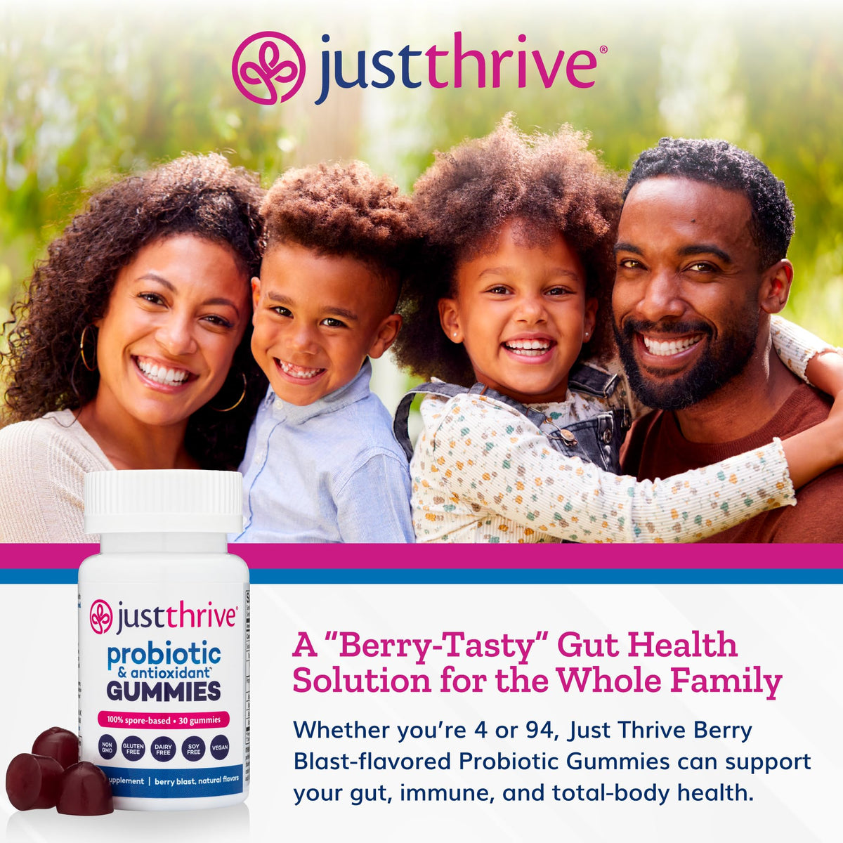 Gummies Just Thrive avec saveur Berry Blast
