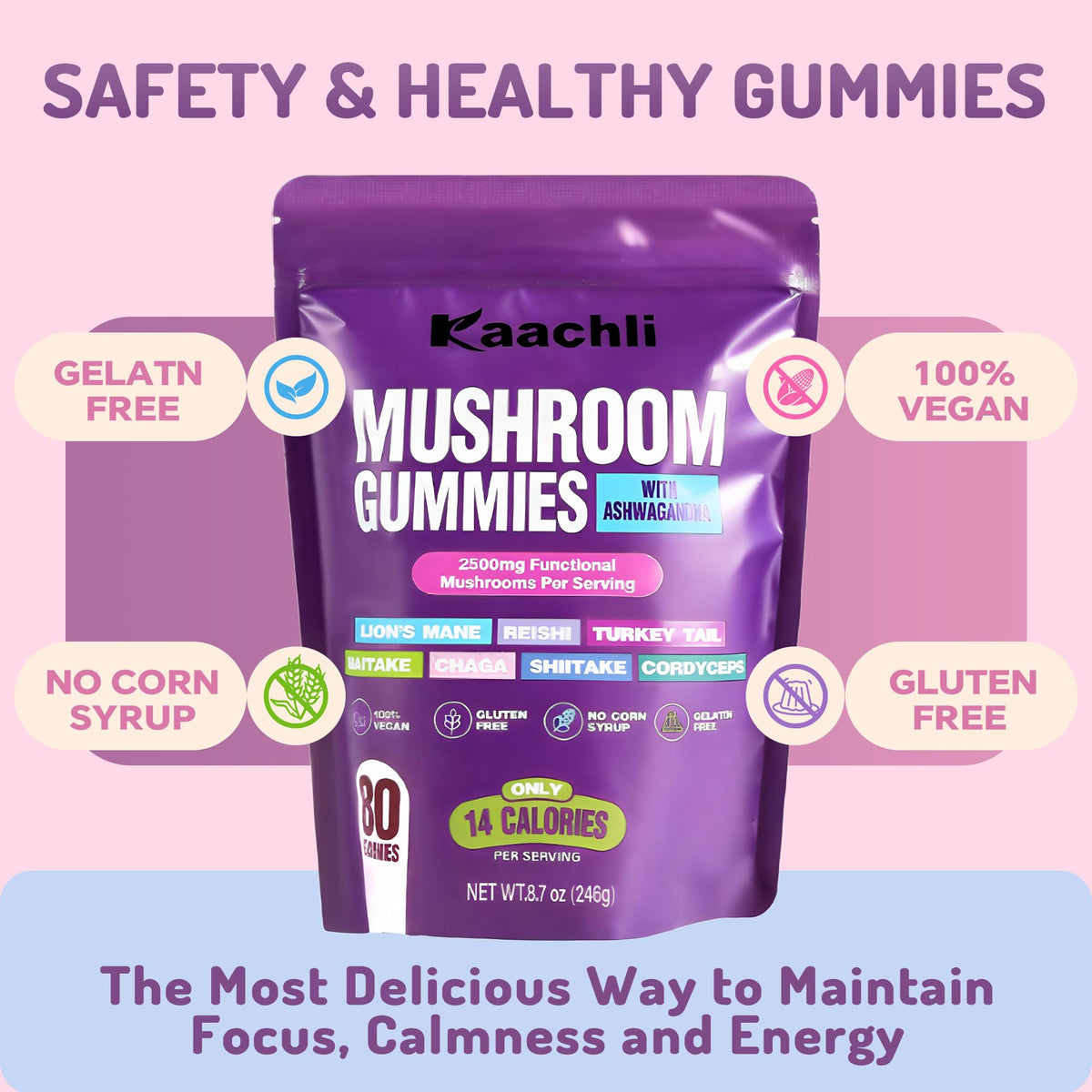 Gummies KAACHLI avec une bouteille d'eau
