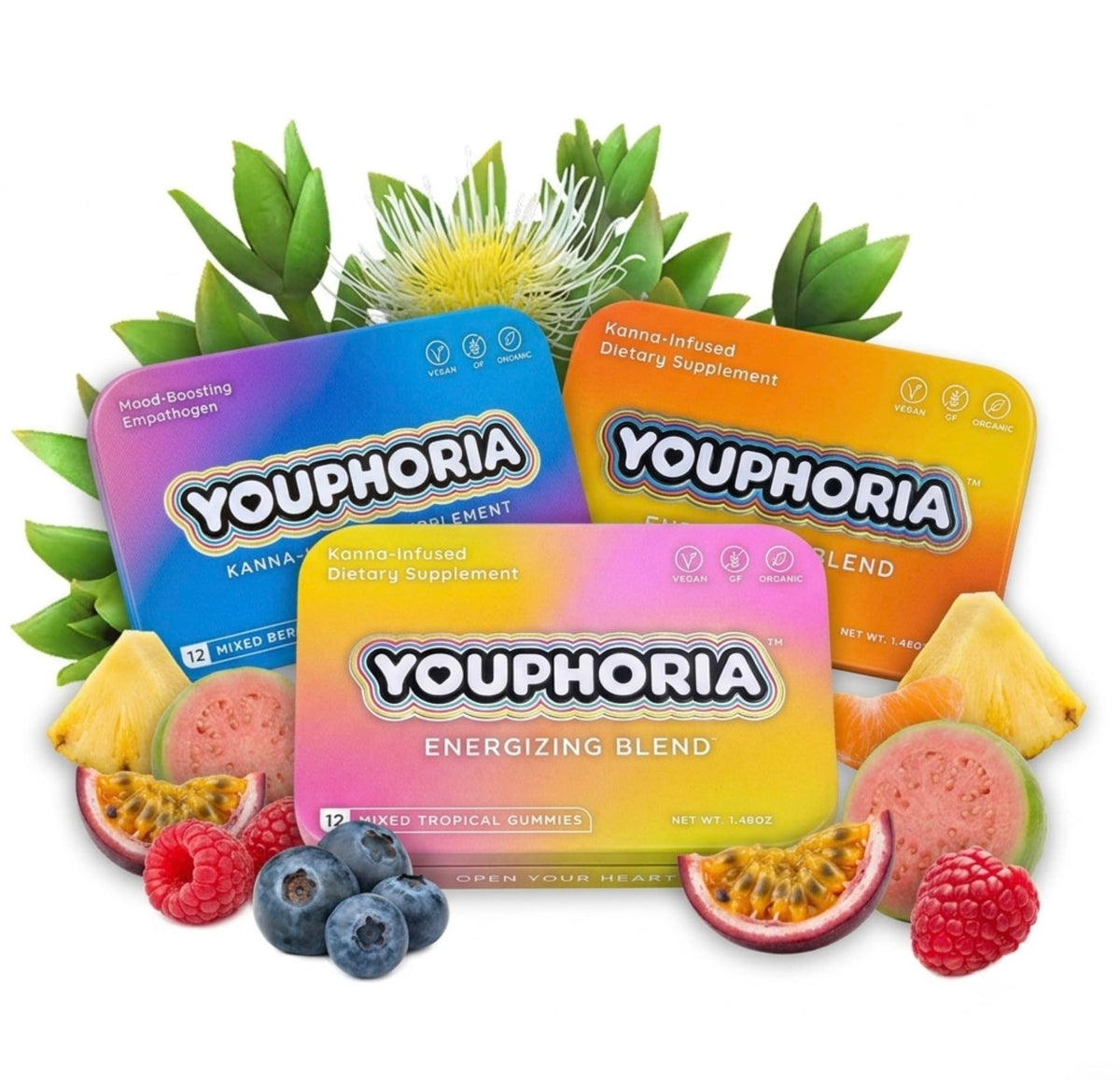 Gummies Kanna de Youphoria, boîte de 12 gummies en forme de cœur