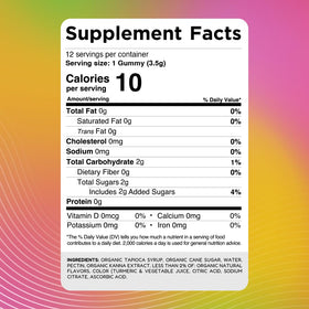 Gummies Kanna de Youphoria, vue d'ensemble avec détails nutritionnels