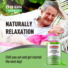 Gummies Kava Kava GREABBY ouvertes avec des gummies visibles