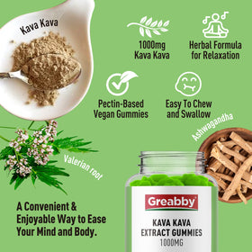 Gummies Kava Kava GREABBY sur un fond blanc
