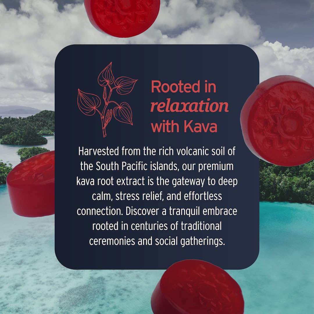 Gummies Kava SUNMED avec des ingrédients naturels en arrière-plan
