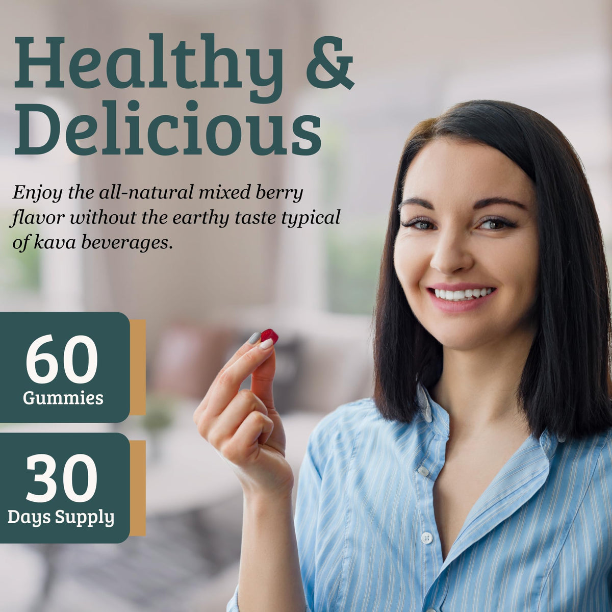 Gummies Kava SUNMED dans un bol avec des fruits