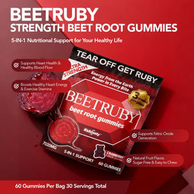Gummies KEHLUSTY avec mélange de betterave et fruits, bouteille ouverte