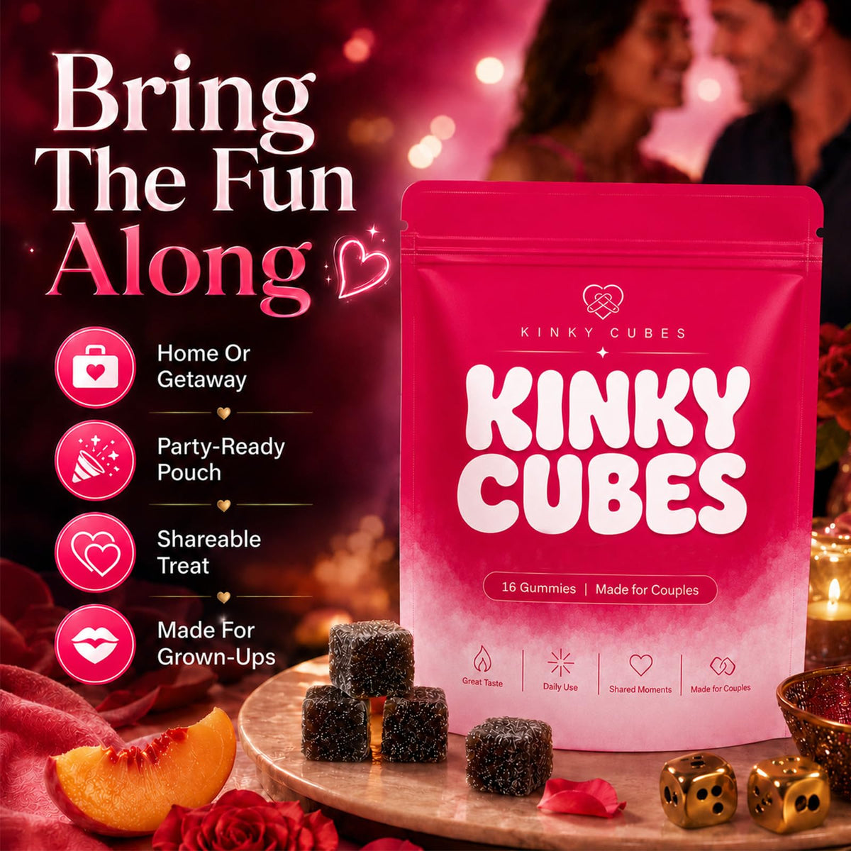 Gummies KINKY CUBES en détail avec étiquette