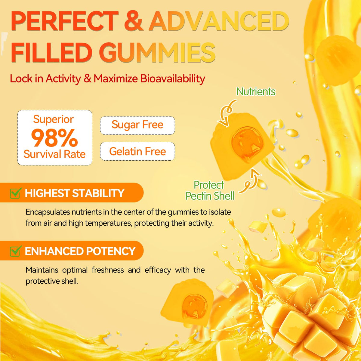 Gummies Kombucha Crasye à la mangue sur fond blanc