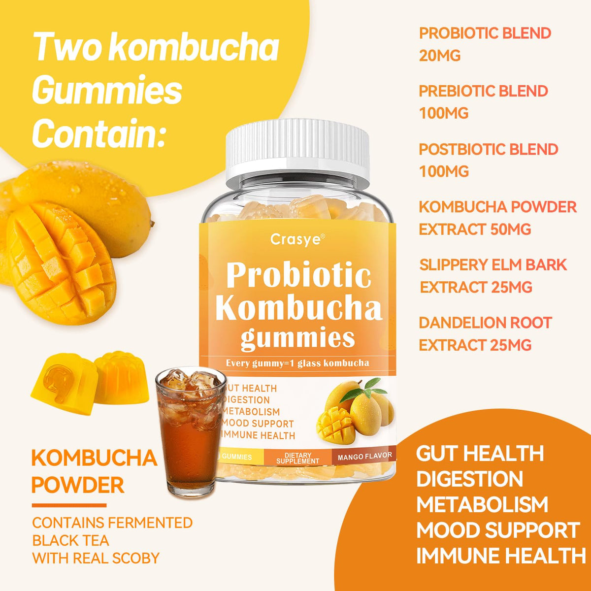 Gummies Kombucha Crasye avec d'autres compléments alimentaires