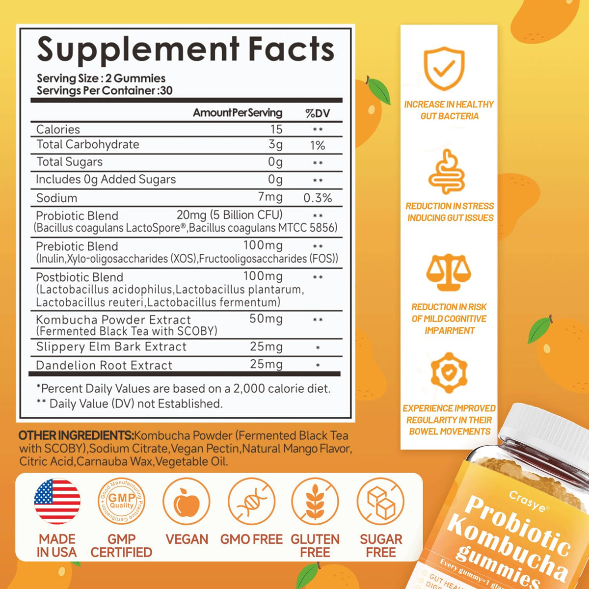 Gummies Kombucha Crasye avec emballage et étiquette
