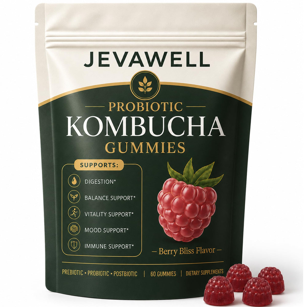 Gummies Kombucha FQMUEV 60 unités, vue de face