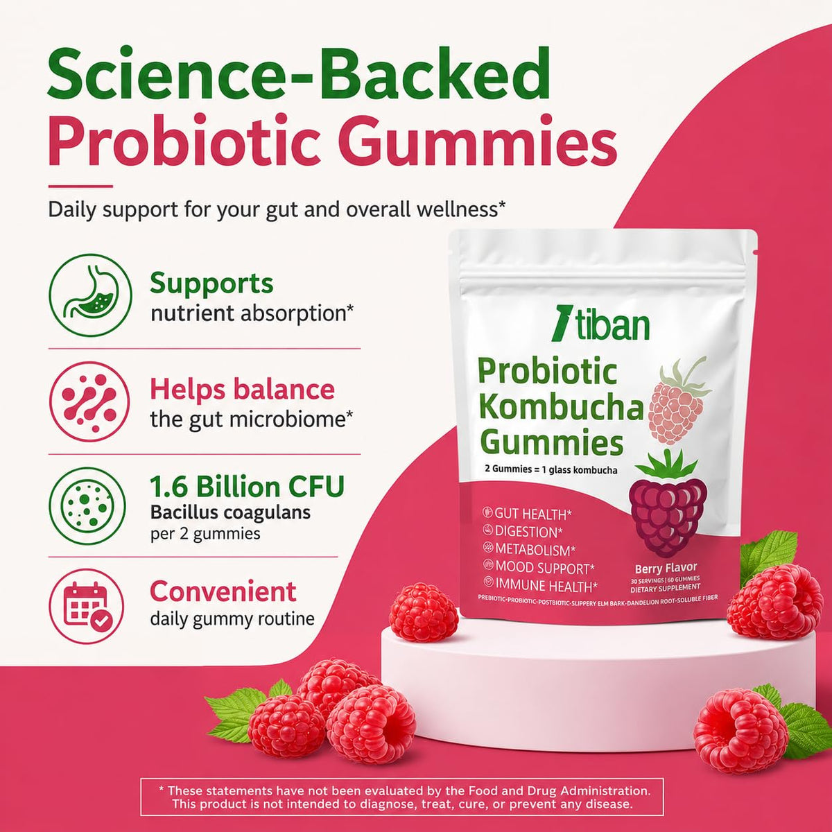 Gummies Kombucha Itiban avec un verre d'eau