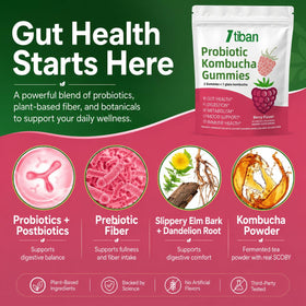 Gummies Kombucha Itiban sur une table en bois