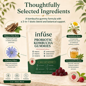 Gummies Kombucha Lumvelle Organics en gros plan