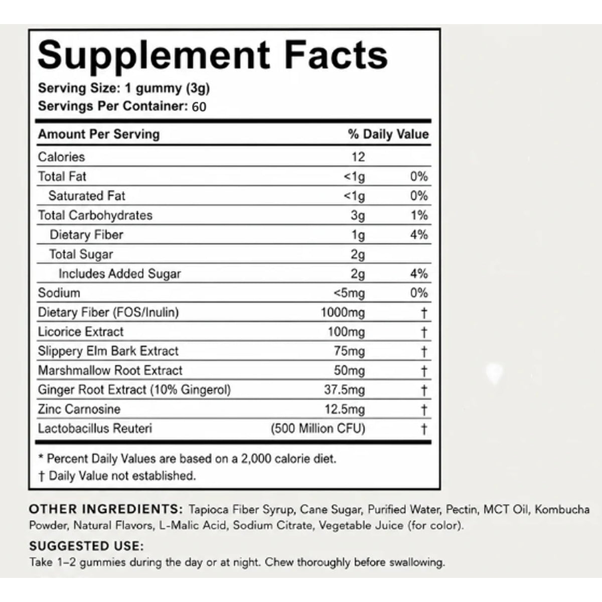 Gummies Kombucha Lumvelle Organics sur un fond neutre