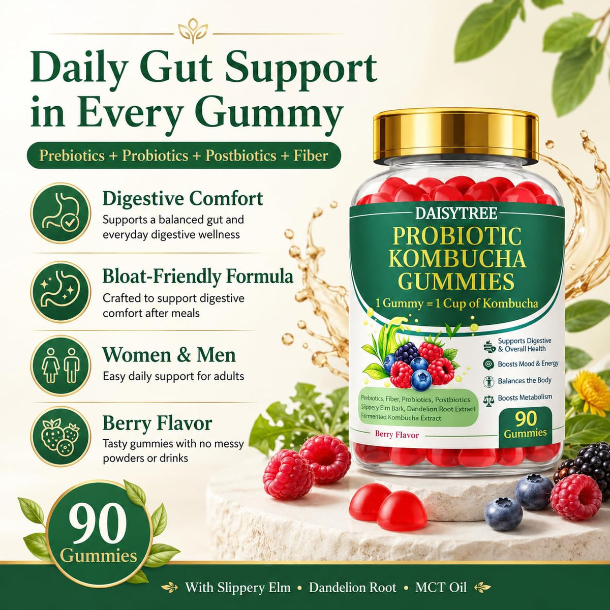 Gummies Kombucha PRIMEHAVEN, texture moelleuse et couleur attrayante