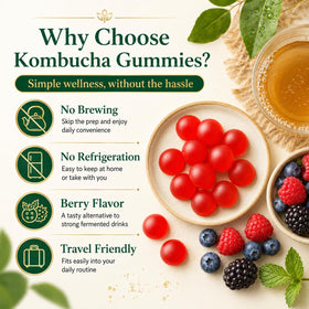 Gummies Kombucha PRIMEHAVEN, vue de côté montrant la taille des gummies