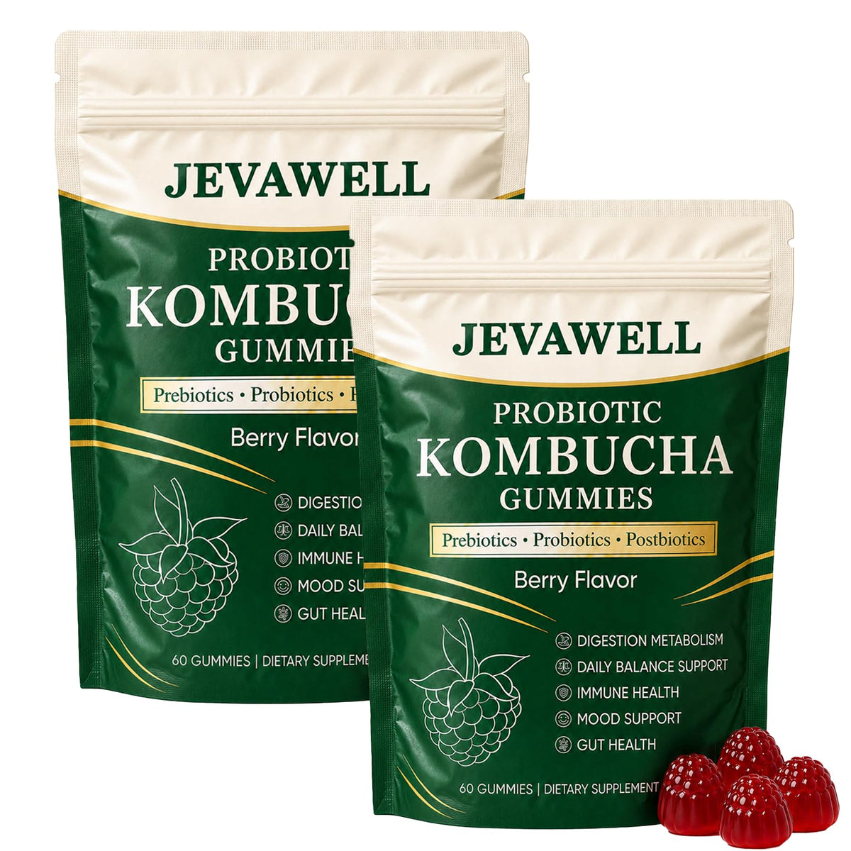 Gummies Kombucha Probiotiques VivaMelhor 120 gummies vue de face