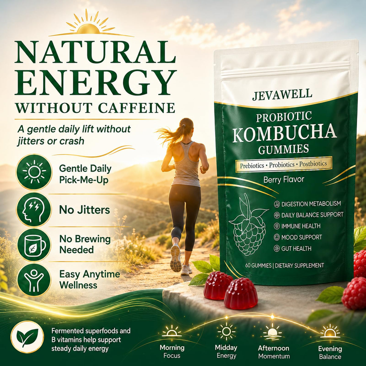 Gummies Kombucha Probiotiques VivaMelhor avec une cuillère