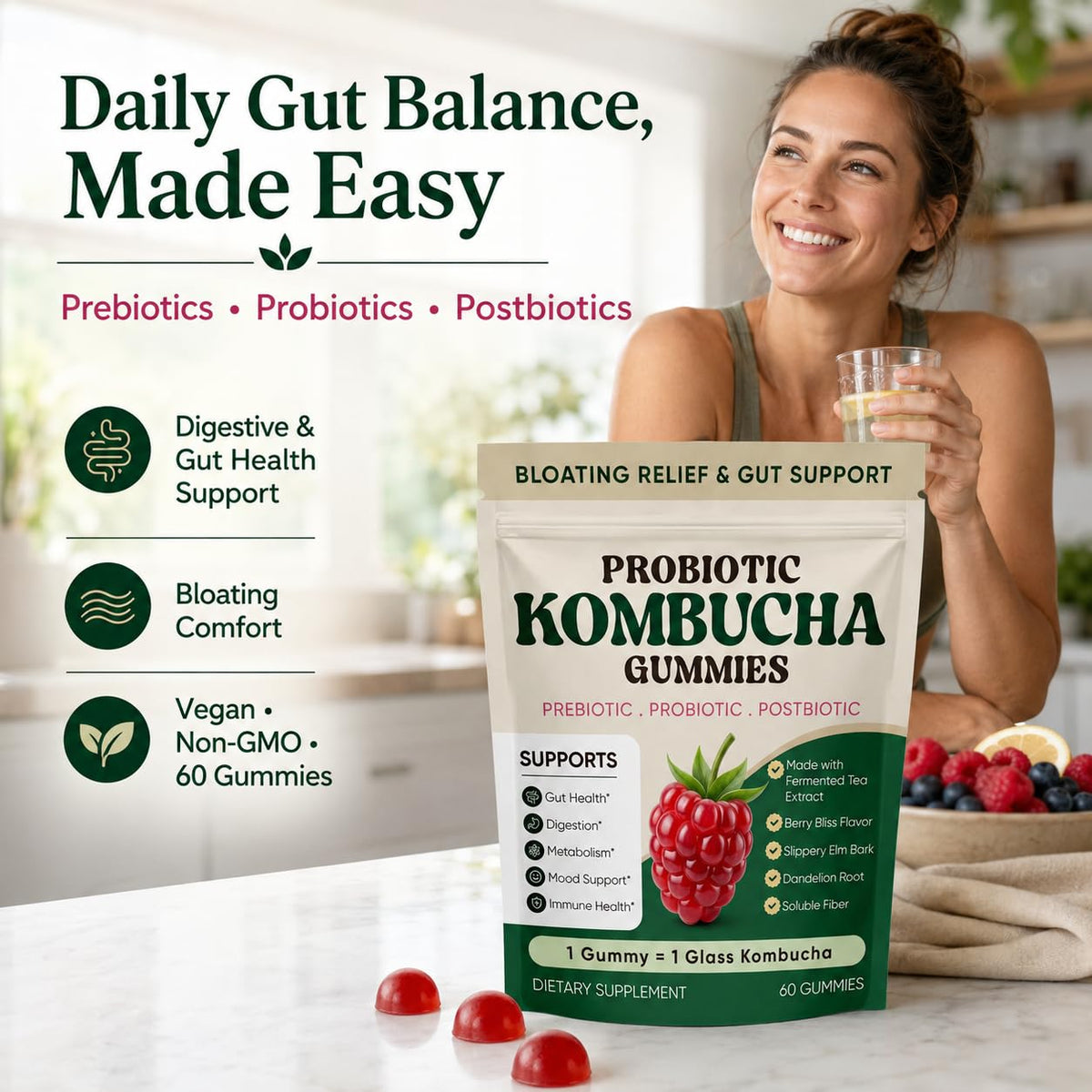 Gummies Kombucha SUUDUUL vue de côté avec texture douce