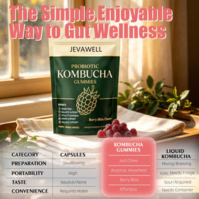 Gummies Kombucha WUJECT, arrière du paquet avec informations nutritionnelles