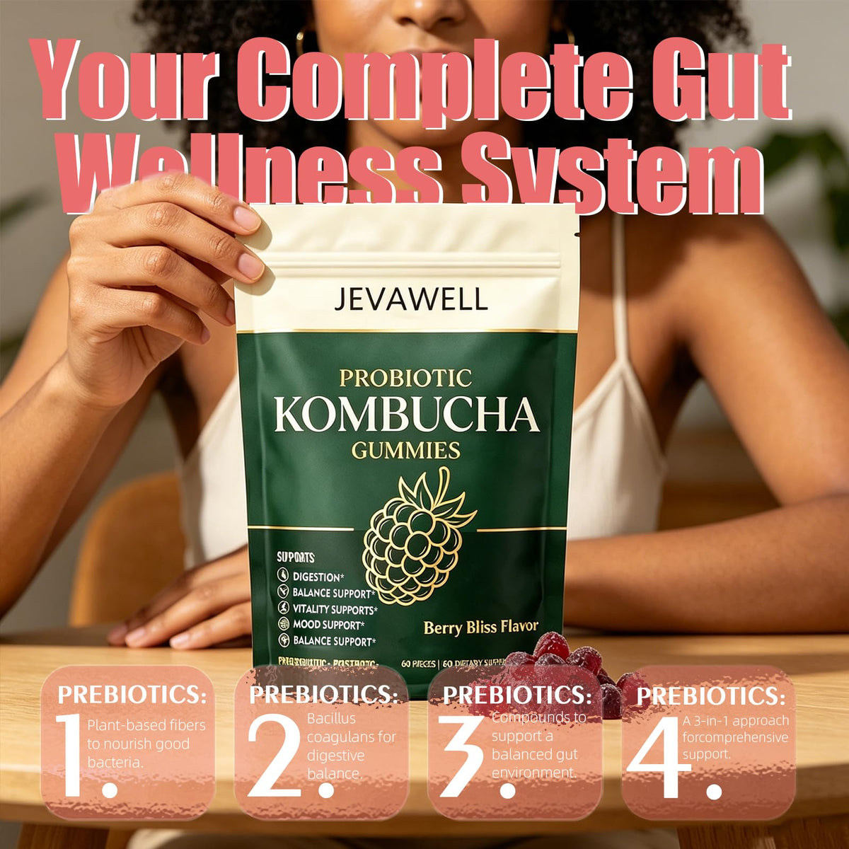 Gummies Kombucha WUJECT, détail de la texture des gummies