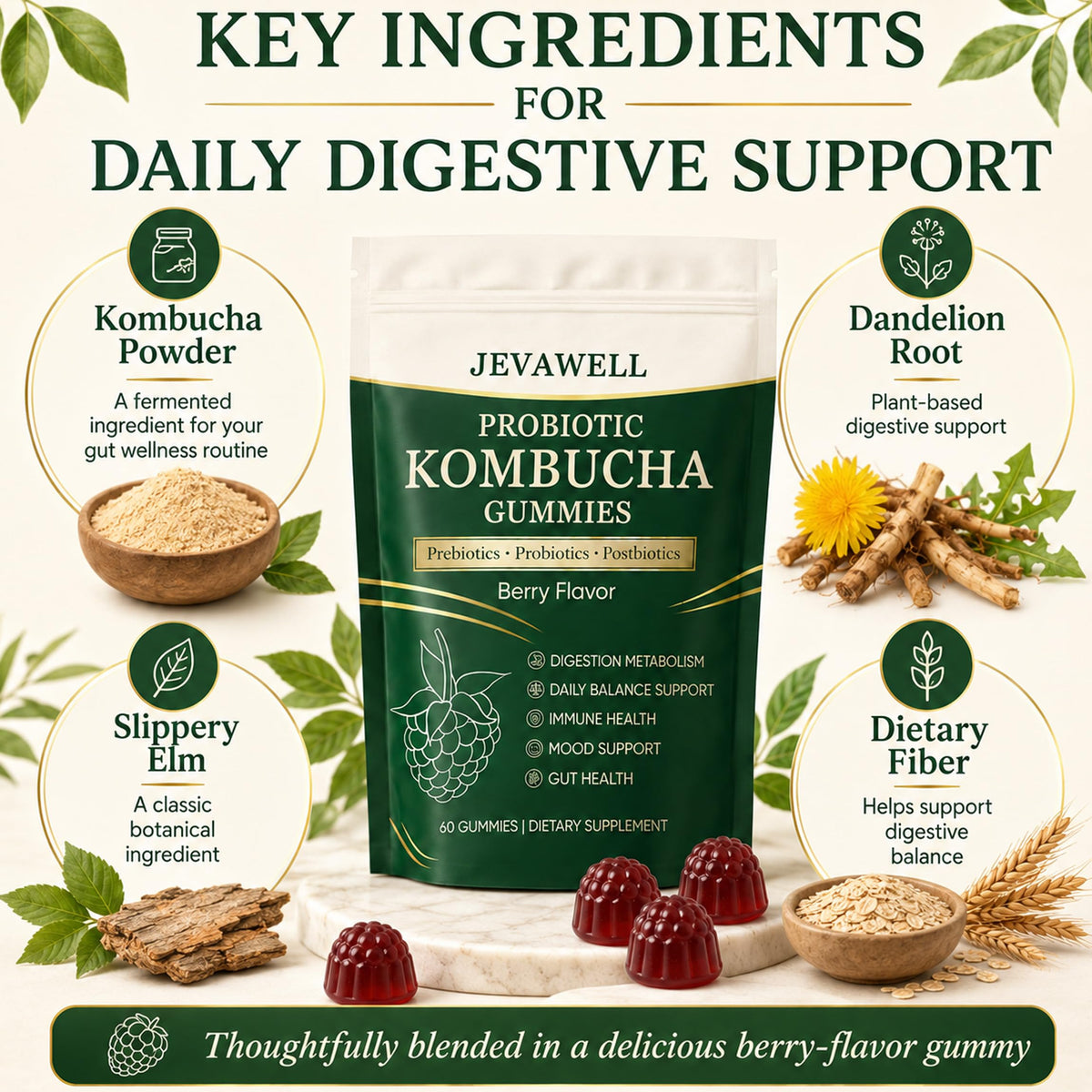 Gummies Kombucha YANJIAYI en gros plan