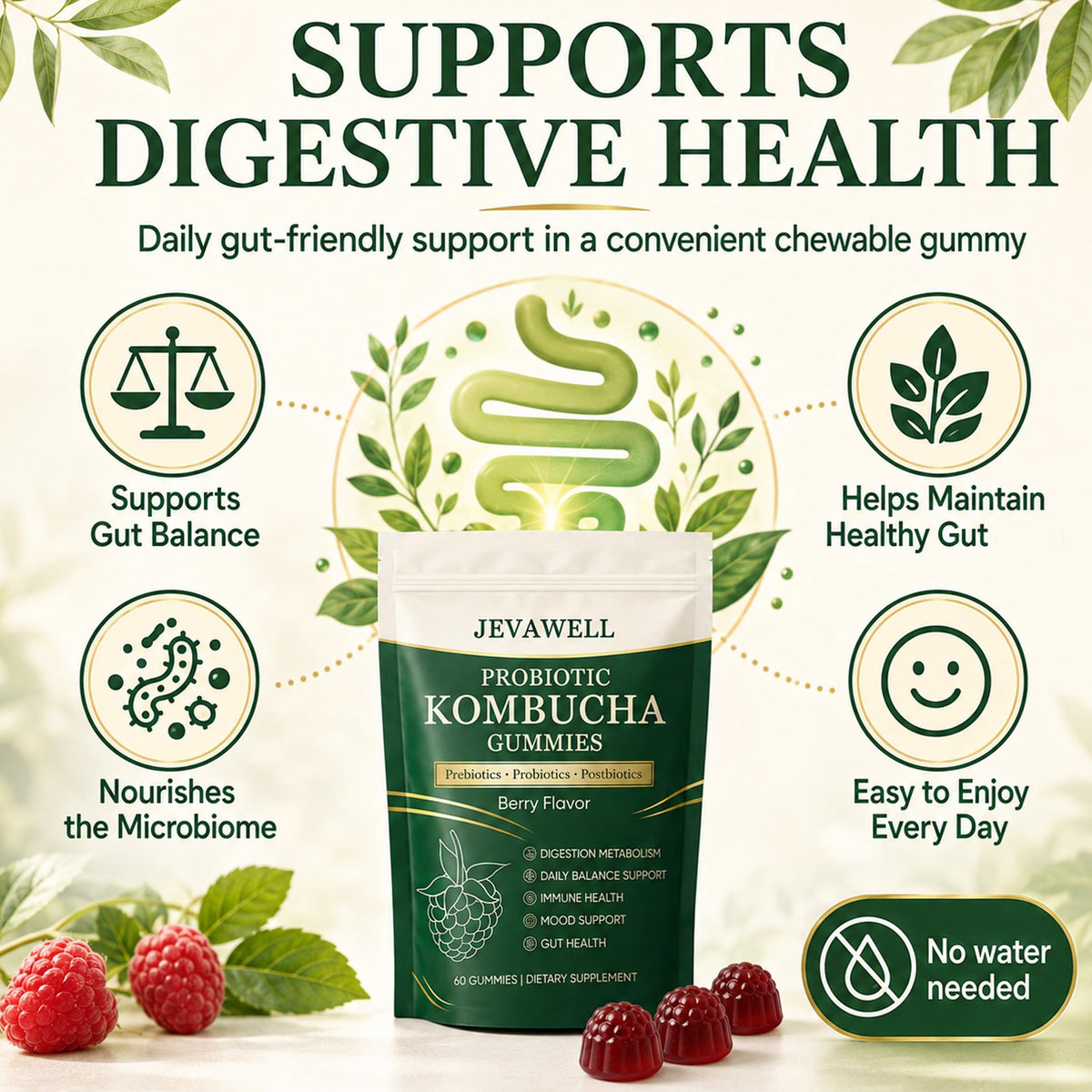 Gummies Kombucha YANJIAYI en portion de 2 gummies