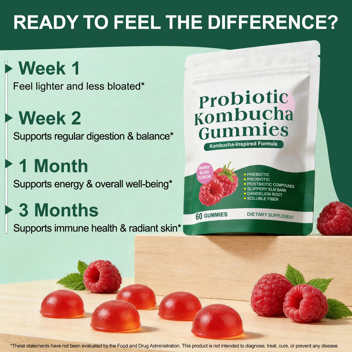 Gummies Kombucha YJDHRPBI avec d'autres compléments alimentaires