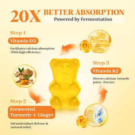 Gummies Kraftvoll au curcuma et gingembre avec étiquette visible