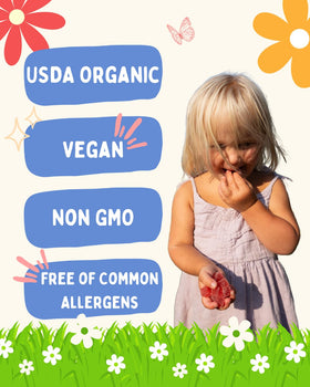 Gummies Krunchy Kids à la vitamine D3, gummies dans une main d'enfant