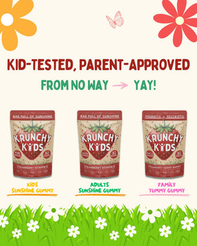 Gummies Krunchy Kids à la vitamine D3, vue de haut sur le produit