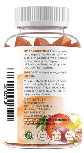 Gummies KSM-66 Ashwagandha Micro Ingredients avec fruits en arrière-plan