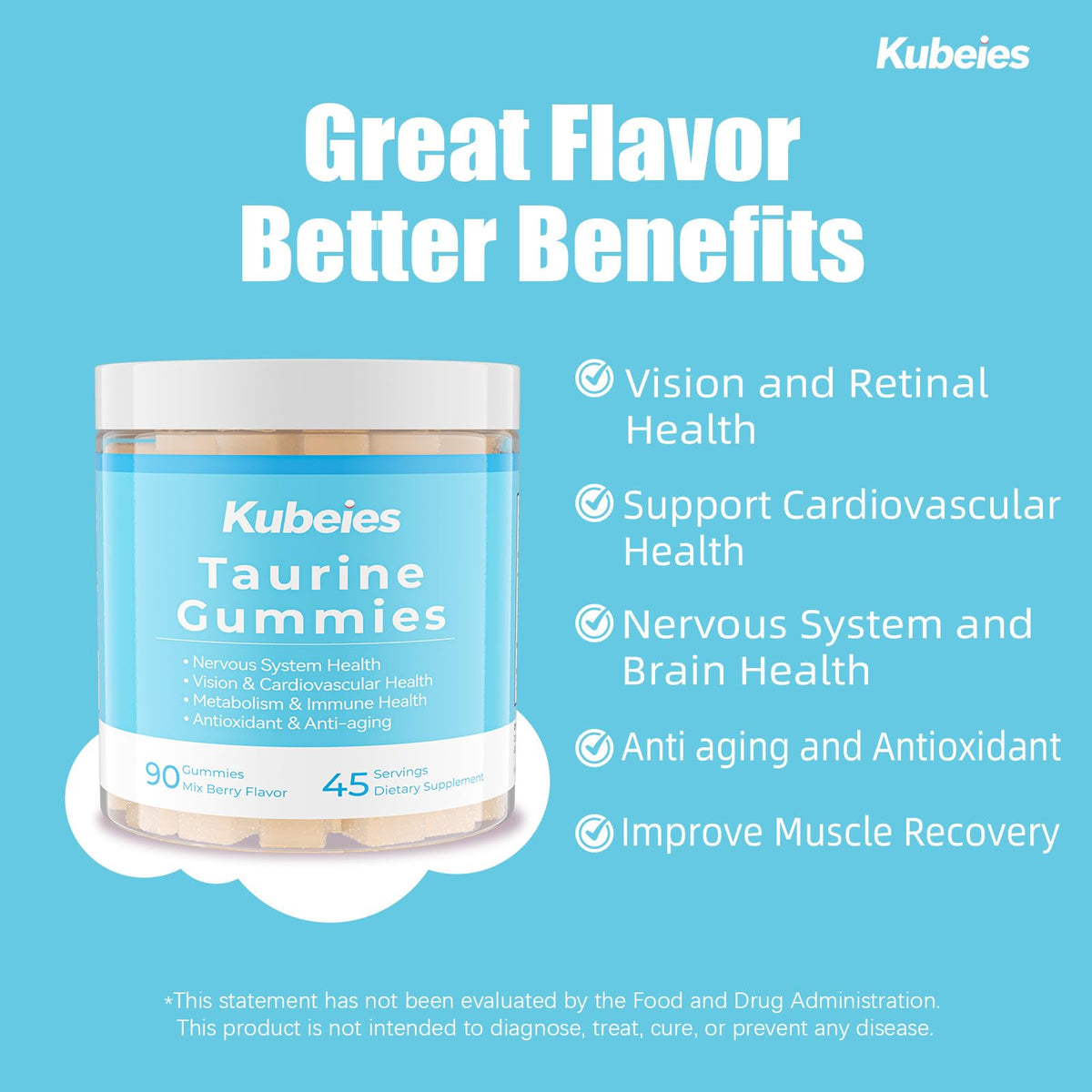Gummies Kubeies Taurine 1000mg avec des baies mélangées