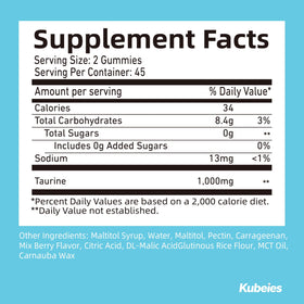 Gummies Kubeies Taurine 1000mg sur un fond blanc