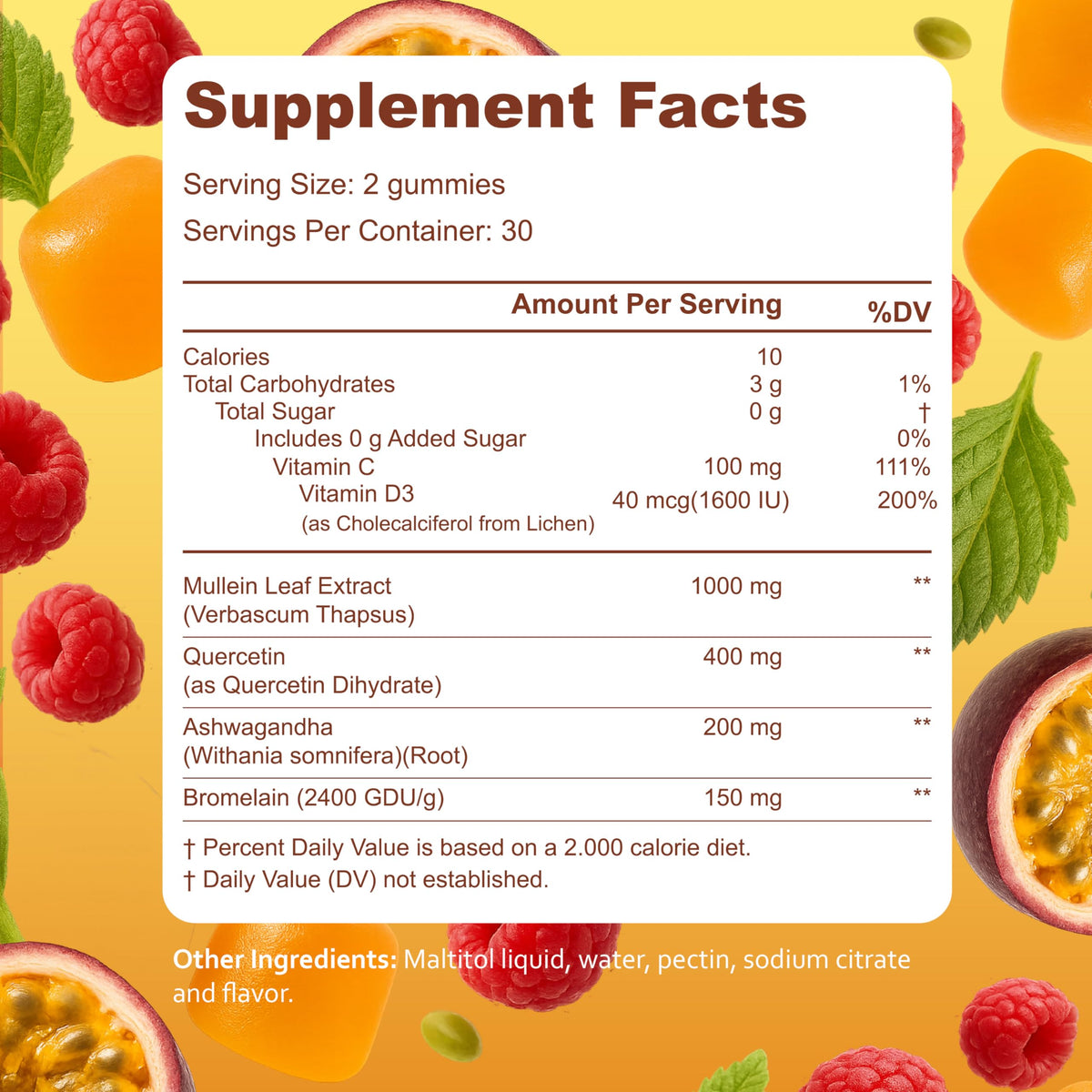 Gummies Kynis & co. avec étiquette, goût fruit de la passion et framboise