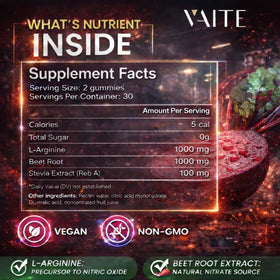 Gummies L-Arginine VAITE avec betterave en arrière-plan