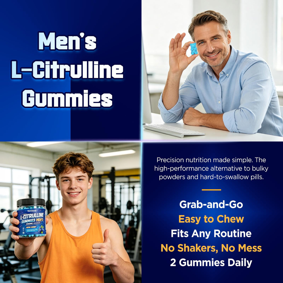 Gummies L-Citrulline NATISLAND, mise en scène avec des fruits