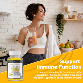 Gummies L-Glutamine JOVITHEA, arrière du pot avec informations nutritionnelles