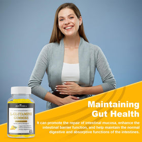 Gummies L-Glutamine JOVITHEA, pot ouvert avec gummies visibles