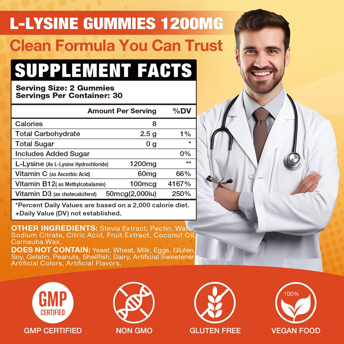 Gummies L-Lysine 1000 mg de VAJYKEWJY, vue de côté
