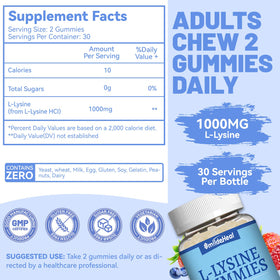 Gummies L-Lysine 1000mg SmildeHeal avec une cuillère