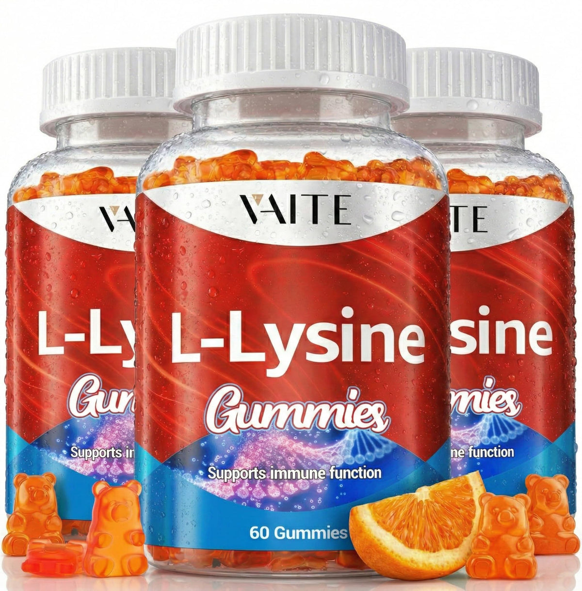 Gummies L-Lysine 1000mg VAITE en pot, vue de face