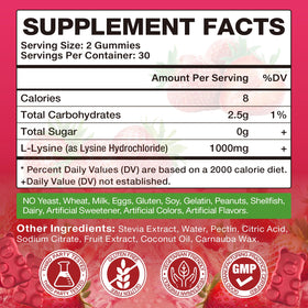 Gummies L-Lysine 1000mg Yikecao en forme de fraise
