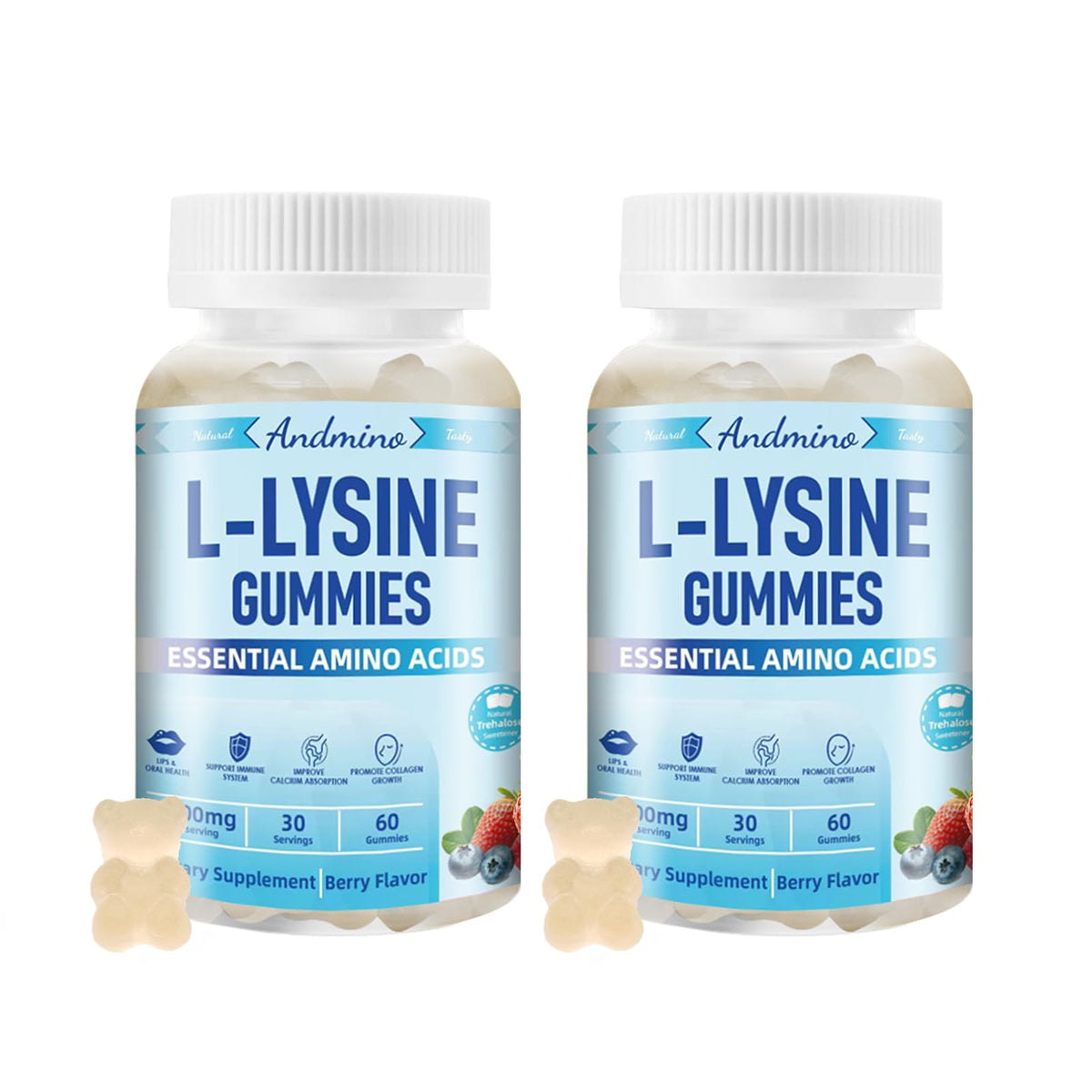 Gummies L-Lysine andmino 1000 mg vue avant avec emballage