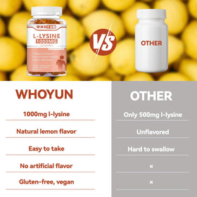 Gummies L-Lysine au citron, présentation sur une table