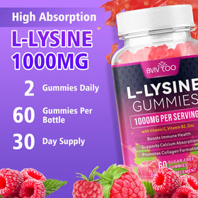 Gummies L-Lysine BVIVLOO sur un fond blanc