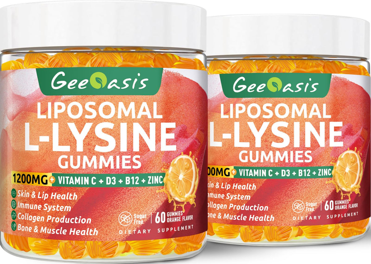Gummies L-Lysine Geeoasis 1200mg, boîte de 120 gummies